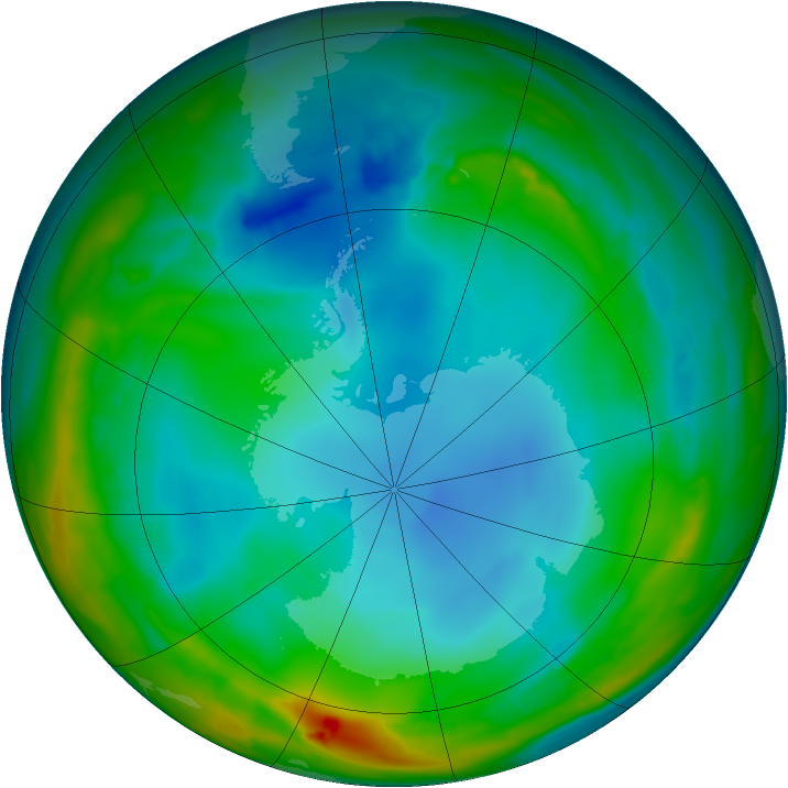 Antarctic ozone map for 11 July 2014